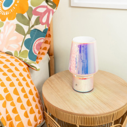 ValueLights Hanya Iridescent Glass Rechargeable LED Portable Table Lamp - Multi - Wilko - thumbnail 3