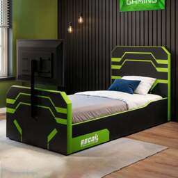 Recoil Alister Single Black and Green Side Lift Ottoman Bed with TV Support - Wilko - thumbnail 1