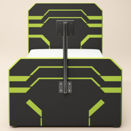 Recoil Alister Single Black and Green Side Lift Ottoman Bed with TV Support - Wilko - thumbnail 4