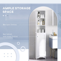 Portland Single Door White Tall Floor Cabinet - Size: 34 x 20 x 165cm - Wilko - thumbnail 5