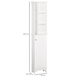 Portland Single Door White Tall Floor Cabinet - Size: 34 x 20 x 165cm - Wilko - thumbnail 4