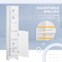 Portland Single Door White Tall Floor Cabinet - Size: 34 x 20 x 165cm - Wilko - thumbnail 6