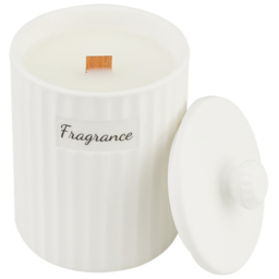 H&O Direct Gardenia Ceramic Soy Wax Scented Candle with Wood Wick - Size: 10.7 x 7.1 x 7.1cm - White - Wilko - thumbnail 3