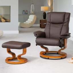 Artemis Home Calhoun Brown Massage and Heat Swivel Recliner Chair with Footstool - Size: Single - Wilko - thumbnail 1