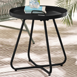 Furniturebox Agen Black Metal Outdoor Round Side Table - Size: 47 x 44 x 44cm - Wilko