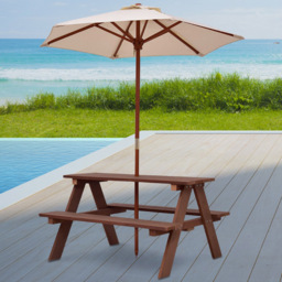 Costway 4 Seater Kids Picnic Table and Bench Set with Umbrella - Multi - Wilko - thumbnail 1