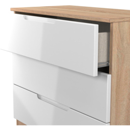 Crowndale Milan 3 Drawer White Gloss and Bardolino Oak Chest of Drawers Ready Assembled - White Gloss & Bardolino Oak - Wilko - thumbnail 6