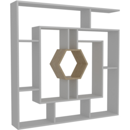 Decorotika Labrina 12 Shelf White and Oak Hexagonal Geometric Bookcase - Size: 134 x 134 x 22cm - Multi - Wilko - thumbnail 3