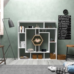 Decorotika Labrina 12 Shelf White and Oak Hexagonal Geometric Bookcase - Size: 134 x 134 x 22cm - Multi - Wilko - thumbnail 4