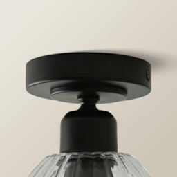 ValueLights Cheltenham Ribbed Shade Matte Black Flush Ceiling Light with Bulb - Size: 27 x 17 x 17cm - Wilko - thumbnail 4