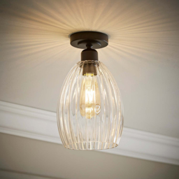 ValueLights Cheltenham Ribbed Shade Matte Black Flush Ceiling Light with Bulb - Size: 27 x 17 x 17cm - Wilko - thumbnail 7