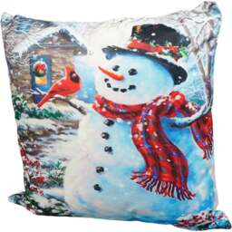 Xmas Haus Christmas-Themed Snowman Outside House Cushion 45 x 45cm - Multi - Wilko - thumbnail 1