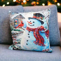 Xmas Haus Christmas-Themed Snowman Outside House Cushion 45 x 45cm - Multi - Wilko - thumbnail 4