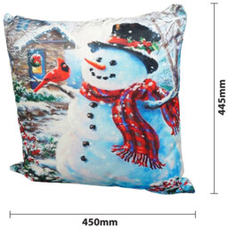 Xmas Haus Christmas-Themed Snowman Outside House Cushion 45 x 45cm - Multi - Wilko - thumbnail 5