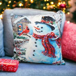 Xmas Haus Christmas-Themed Snowman Outside House Cushion 45 x 45cm - Multi - Wilko - thumbnail 3