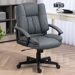 Portland Grey Faux Leather Swivel Office Chair - Size: 67 x 62 x 104cm - Wilko - thumbnail 1