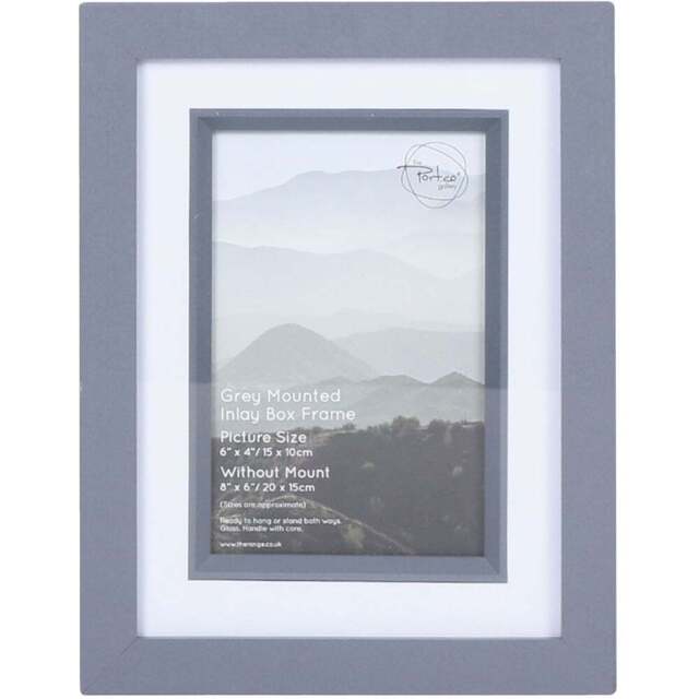 The Port. Co Gallery Inlay Grey Mounted Box Photo Frame 6 x 4 inch - Size: A6 - Wilko - image 1