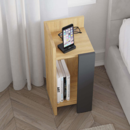 Decortie Elos Single Shelf Oak and Anthracite Modern Left Module Bedside Table - Multi - Wilko - thumbnail 4