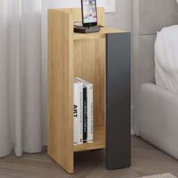 Decortie Elos Single Shelf Oak and Anthracite Modern Left Module Bedside Table - Multi - Wilko