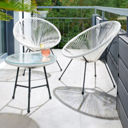 tectake Retro Acapulco 2 Seater White Table and Santana Chairs Set - Wilko - thumbnail 1