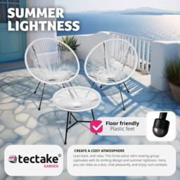 tectake Retro Acapulco 2 Seater White Table and Santana Chairs Set - Wilko - thumbnail 5