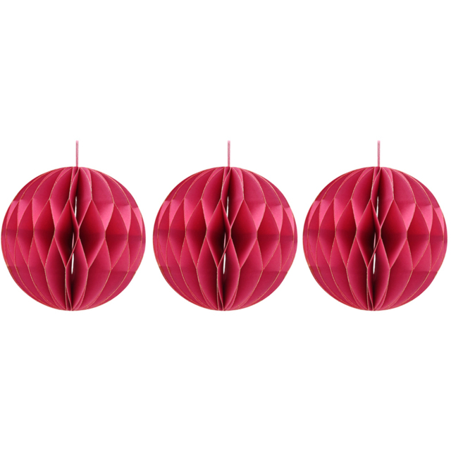 The Seasonal Gift Co Hot Pink Paper Bauble with Gold Edge 3 Pack - Wilko - image 1