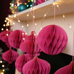 The Seasonal Gift Co Hot Pink Paper Bauble with Gold Edge 3 Pack - Wilko - thumbnail 3