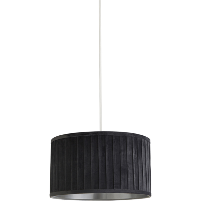 Lighting Collection Grey Metallic Silver Inner Pleated Velvet Shade - Size: 20 x 30 x 30cm - Wilko - image 1