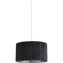 Lighting Collection Grey Metallic Silver Inner Pleated Velvet Shade - Size: 20 x 30 x 30cm - Wilko