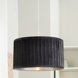Lighting Collection Grey Metallic Silver Inner Pleated Velvet Shade - Size: 20 x 30 x 30cm - Wilko - thumbnail 3