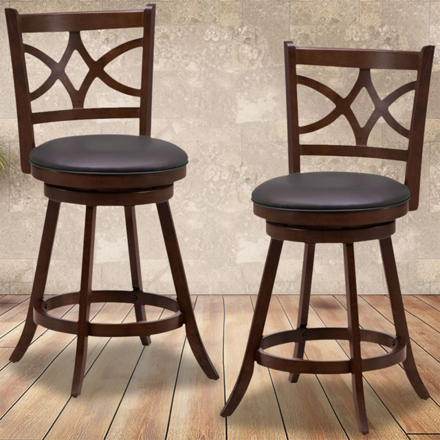 Costway Swivel Counter Height Bar Stool Set of 2 - Size: 91 x 51 x 28cm - Brown - Wilko - image 1