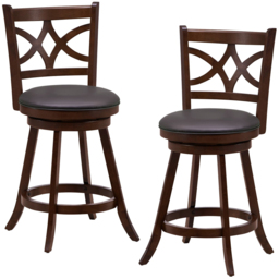 Costway Swivel Counter Height Bar Stool Set of 2 - Size: 91 x 51 x 28cm - Brown - Wilko - thumbnail 3