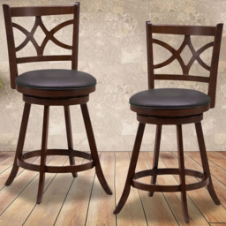 Costway Swivel Counter Height Bar Stool Set of 2 - Size: 91 x 51 x 28cm - Brown - Wilko
