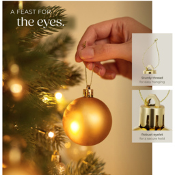 tectake White and Gold Christmas Baubles 24 Pack - Size: 4 x 4 x 4cm - white/gold - Wilko - thumbnail 4
