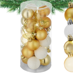 tectake White and Gold Christmas Baubles 24 Pack - Size: 4 x 4 x 4cm - white/gold - Wilko - thumbnail 3