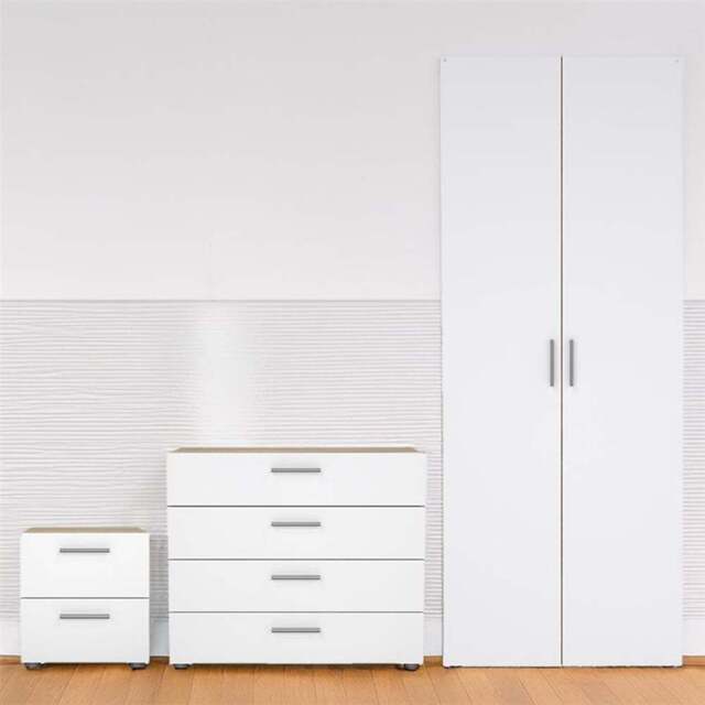 Florence Pepe Oak and White 3 Piece Bedroom Furniture Set - Brown - Furniture To Go - Wilko - image 1