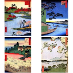 Wee Blue Coo Utagawa Hiroshige Japanese Woodblock Ukiyo-e Wall Art Print 30 x 41cm 8 Pack - Size: 40.5 x 30.5 x 0.3cm - Multi - Wilko - thumbnail 4