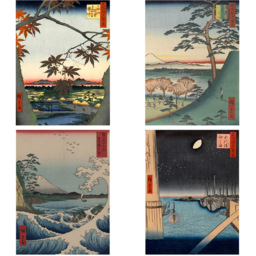 Wee Blue Coo Utagawa Hiroshige Japanese Woodblock Ukiyo-e Wall Art Print 30 x 41cm 8 Pack - Size: 40.5 x 30.5 x 0.3cm - Multi - Wilko - thumbnail 5