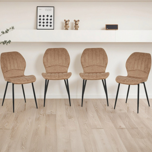 Indoor Living Jaydn Set of 4 Brown Distressed Leather Dining Chairs - Wilko - image 1