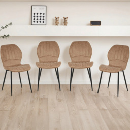 Indoor Living Jaydn Set of 4 Brown Distressed Leather Dining Chairs - Wilko
