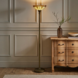 ValueLights Tiffany Inspired Stunning Jewel Metal Glass Uplighter Floor Lamp - Size: 167 x 30 x 30cm - Gold - Wilko - thumbnail 3
