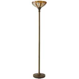ValueLights Tiffany Inspired Stunning Jewel Metal Glass Uplighter Floor Lamp - Size: 167 x 30 x 30cm - Gold - Wilko