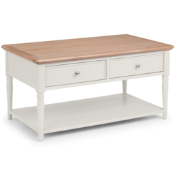 Julian Bowen Provence 2 Drawer Grey and Limed Oak Coffee Table - Wood - Wilko - thumbnail 3