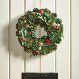 Samuel Alexander Bauble and Pinecone Wreath with Red Berries 36cm - Size: 5 x 36 x 36cm - Green - Wilko - thumbnail 3