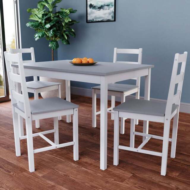 VIDA DESIGNS Yorkshire 4 Seater Dining Set White and Grey - Wilko - image 1