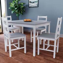 VIDA DESIGNS Yorkshire 4 Seater Dining Set White and Grey - Wilko - thumbnail 1