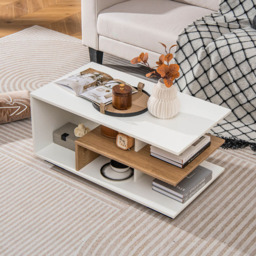 Costway 5 Shelf Rectangular White Coffee Table - Size: 101 x 61 x 15cm - Wilko - thumbnail 4