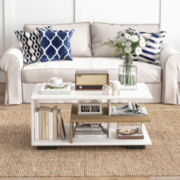 Costway 5 Shelf Rectangular White Coffee Table - Size: 101 x 61 x 15cm - Wilko - thumbnail 5