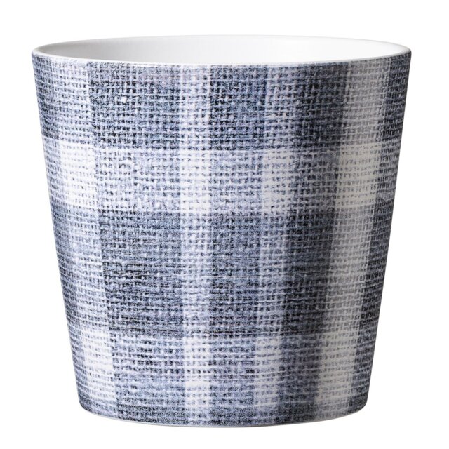 Soendgen Dallas Check Fabrics Pot - Blue - Wilko