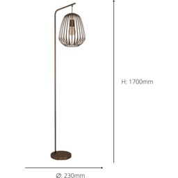 EGLO Espinal Bronze Steel Caged Style Floor Lamp - Size: 170 x 28 x 37cm - Brown - Wilko - thumbnail 6